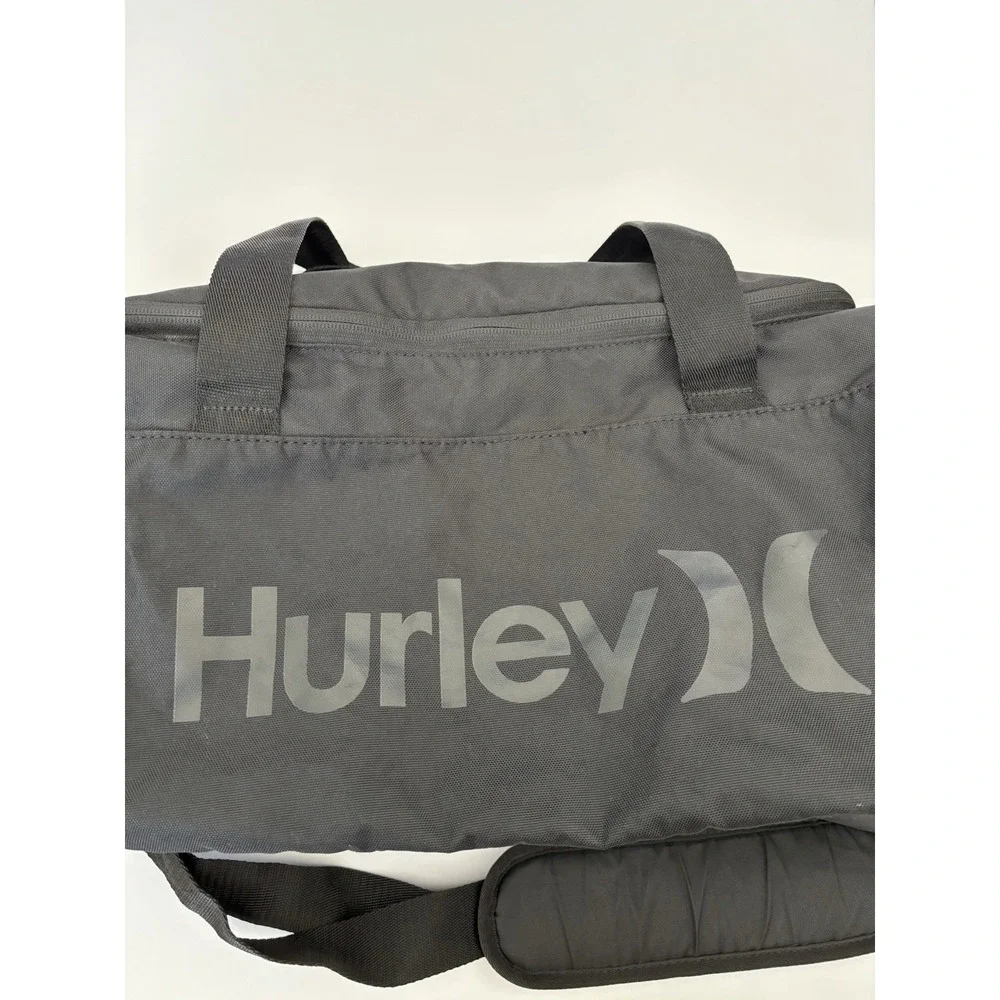 Hurley black Medium Duffle Bag Zip Closure Adjustable Shoulder Strap Travel